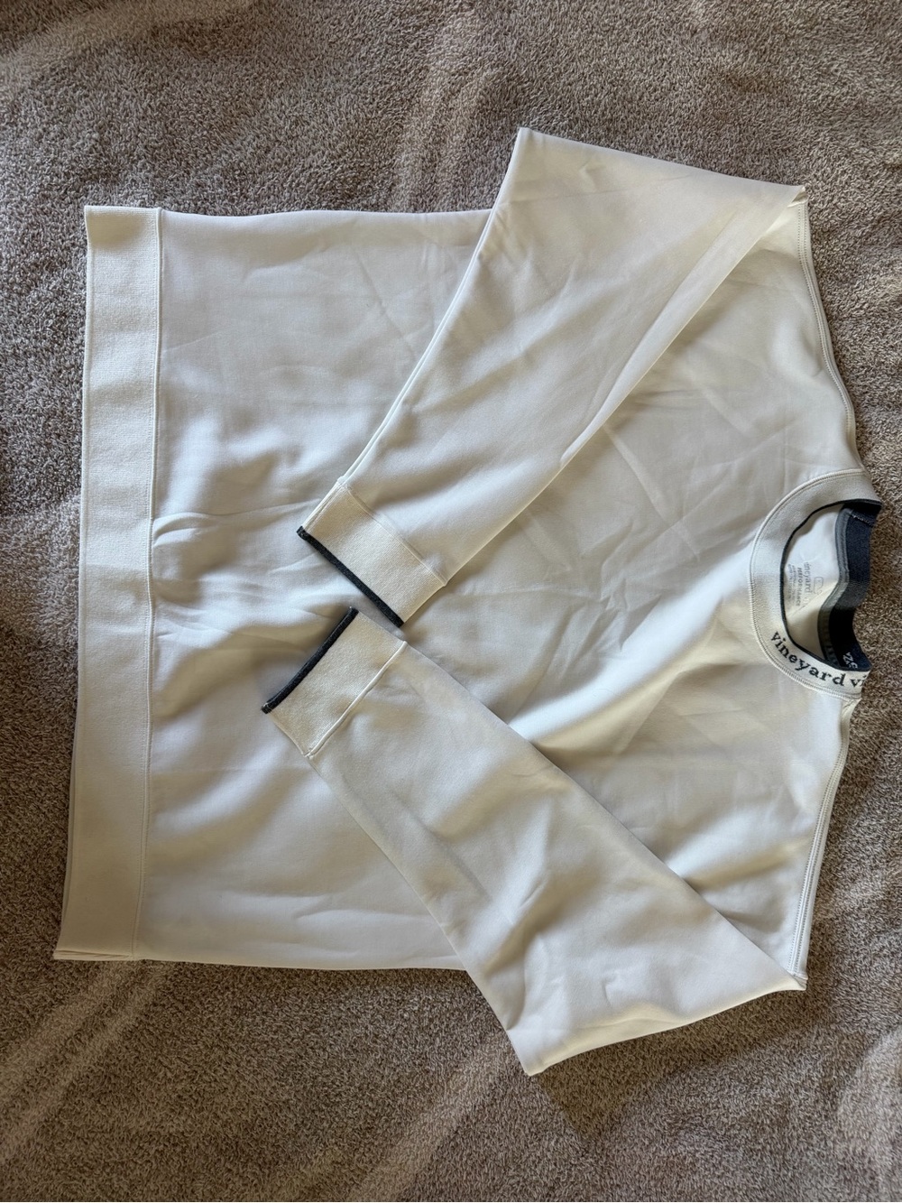 Vineyard Vines Ivory Crewneck with Charcoal Trim